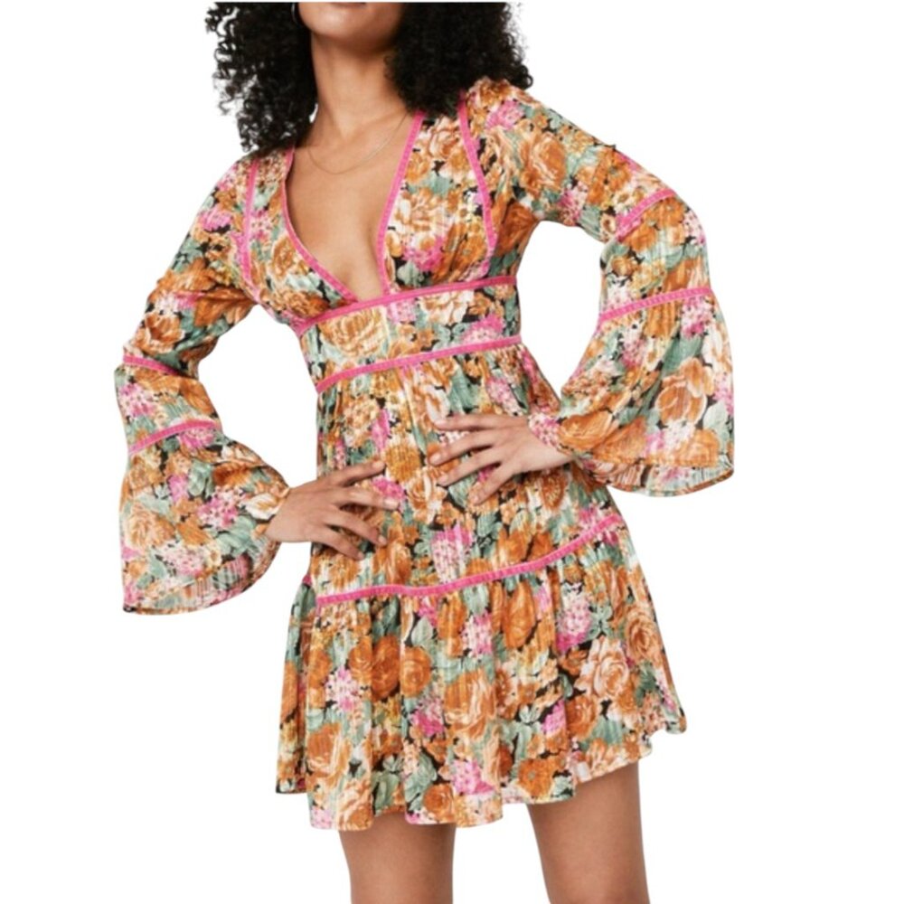 NASTY GAL BOHO PETAL MINI DRESS FLORAL ROMANTIC WHIMSIGOTH BLOOMCORE COQUETTE 4